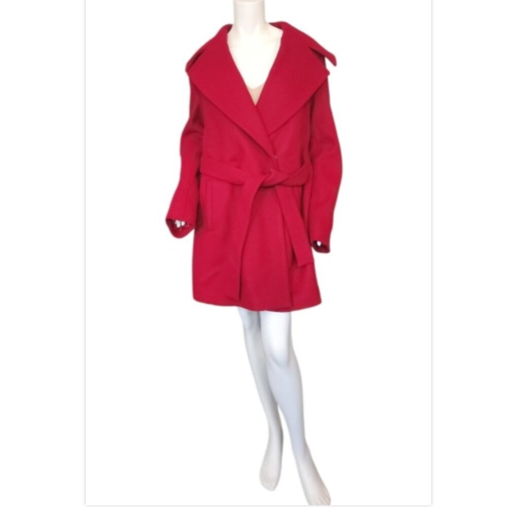 Trina Turk Wide Notched Collar Belted Wool Coat Lined Jacket - Picture 4 of 12